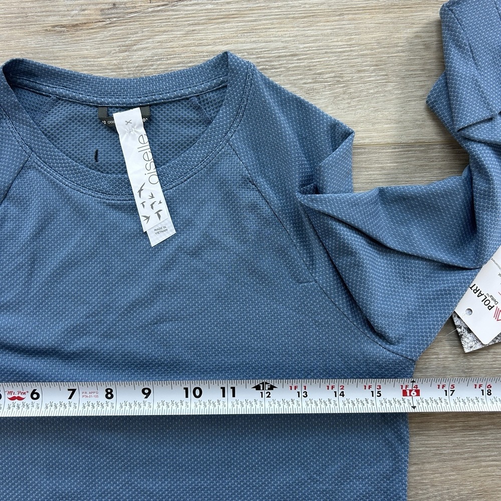 NWT Oiselle Size 2 Flyout Long-Sleeve Top Stratus Blue Thumbholes Polartec - Picture 8 of 11